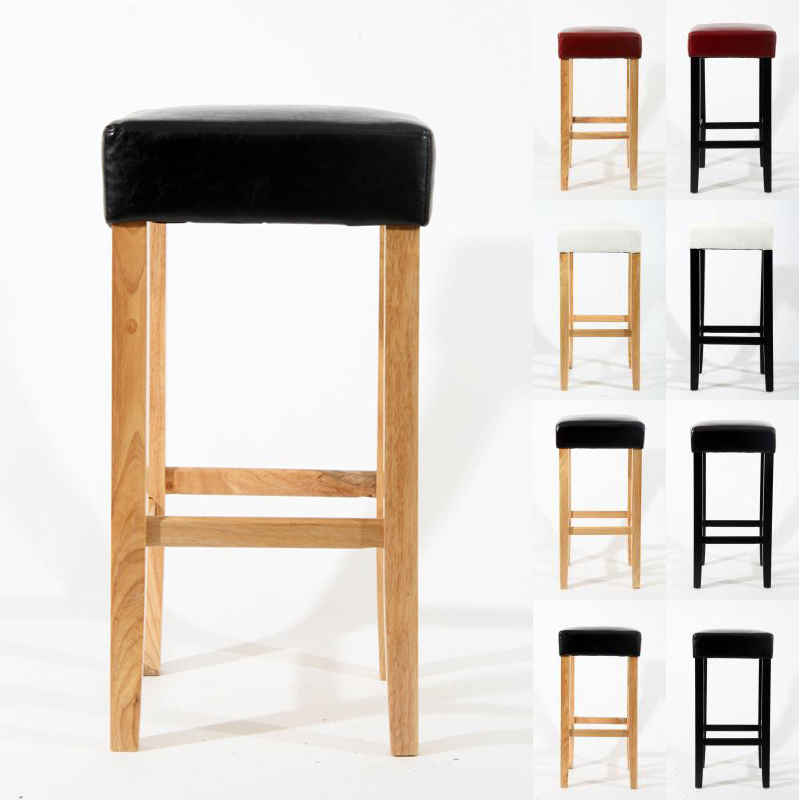 Barhocker Holz gepolstert ECHTLEDER Kunstleder Holzbarhocker Hartholz