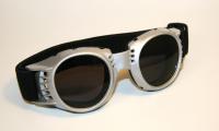 Motorcycle Goggles Classic, Silver Frame, Tinted Lenses