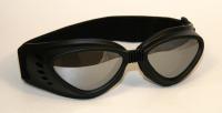 Motorcycle Goggles Black, Mirrored Lenses