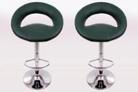2 x Designer Barstool dark green padded height adjustable by gas lift action - 