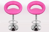 2 x Designer Barstool pink padded height adjustable by gas lift action - 