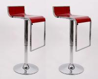 2 x Barstool wine-red height adjustable by gas lift action -