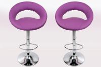 2 x Designer Barstool violet padded height adjustable by gas lift action - 
