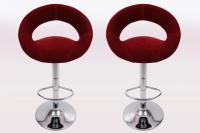 2 x Designer Barstool plush wine-red padded height adjustable by gas lift action - 