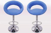 2 x Designer Barstool plush blue padded height adjustable by gas lift action - 