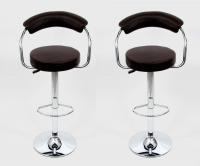 2 x Designer Barstool brown height adjustable by gas lift action –