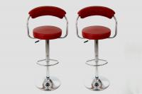 2 x Designer Barstool wine-red height adjustable by gas lift action –