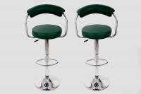 2 x Designer Barstool dark green height adjustable by gas lift action –