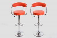 2 x Designer Barstool orange height adjustable by gas lift action –