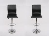 2 x Barstool black height adjustable with backrest swivel seat top - „Steffen“