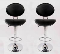 2 x Barstool black height adjustable with backrest 360� swivel seat top - 