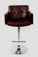 Designer Barstool brown height adjustable upholstered backrest and armrest - 