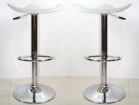 2 x Designer Barstool white height adjustable, ergonomically shaped seat - 