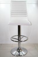 Barstool white height adjustable with padded and stitched backrest - „Ron“