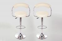 2x Design Barhocker creme in der H�he verstellbar mittels Gaslift mit Lehne - „Sven“