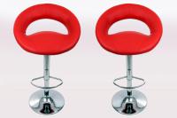 2x Design Barhocker rot gepolstert h�henverstellbar mittels T�V-zertifizierter Gasdruckfeder - „Clemens“
