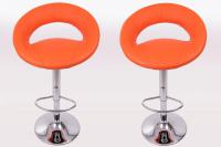 2 x Designer Barstool orange padded height adjustable by gas lift action - “Clemens“