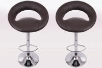 2 x Designer Barstool  brown padded height adjustable by gas lift action - 