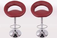 2 x Designer Barstool wine-red padded height adjustable by gas lift action - 