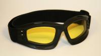 Motorradbrille schwarz mit gelben Gl�sern