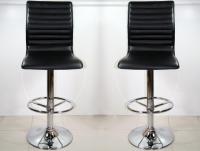 Barstool black height adjustable with padded and stitched backrest - „Ron“