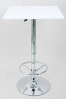 Bistro Table White, Footrest, Square Wooden Board, Height-Adjustable-