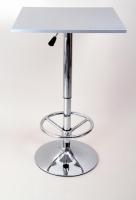 Bistro Table Silver, Footrest, Square Wooden Board, Height-Adjustable-