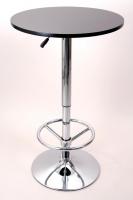 Bistro Table Black, Footrest, Round Wooden Board, Height-Adjustable-