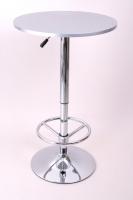 Bistro Table Silver, Footrest, Round Wooden Board, Height-Adjustable-