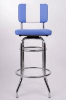4x Barstool Blue/White, padded, chorme 