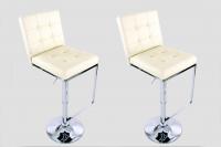 2x Design Bar Stool, Height Adjustable, Milk White - 