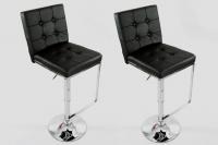 2x Design Bar Stool, Height Adjustable, Black - 