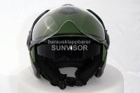 Jet Helmet, Motorcycle Helmet, Sunvisor - Dull Green, Size L