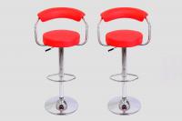 2x Design Barhocker rot in der H�he verstellbar mit Lehne - 