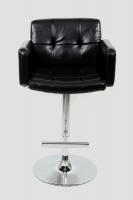 Designer Barstool black height adjustable upholstered backrest and armrest - 