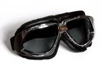 Motorcycle Goggles Classic, Black, Smoke-Tinted Lenses