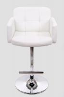 Design Barhocker  wei� h�henverstellbar gepolsterte R�ckenlehne und Armlehne - 