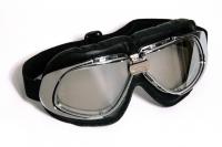 Motorradbrille Classic, schwarz mit silbernen Gl�sern