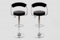 2x Design Barhocker schwarz in der H�he verstellbar mit Lehne - „Sven“