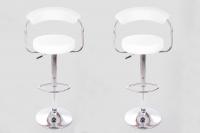 2x Design Barhocker wei� in der H�he verstellbar mit Lehne - „Sven“
