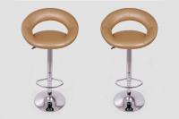 2x Designer Barstool gold padded height adjustable by gas lift action - 