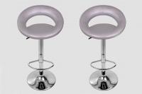 2x Designer Barstool silver padded height adjustable by gas lift action -
