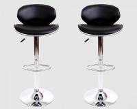 2 x Designer Barstool  black padded height adjustable by gas lift action - 
