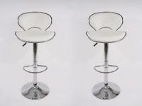 2 x Designer Barstool  white padded height adjustable by gas lift action - 