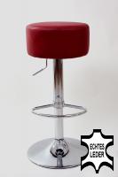 Barstool winered REAL LEATHER height adjustable round seat classical comfortably padded - 