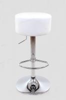 Barstool white REAL LEATHER height adjustable round seat classical comfortably padded - 