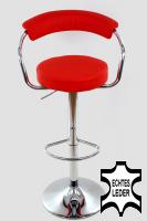 Designer Barstool red REAL LEATHER height adjustable -