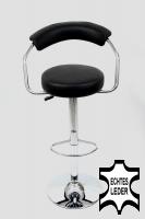 Designer Barstool  black REAL LEATHER height adjustable by gas lift action –