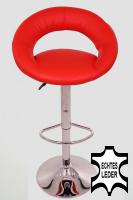 Designer Barstool red REAL LEATHER height adjustable by gas lift action -