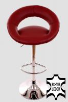 Designer Barstool wine red REAL LEATHER height adjustable by gas lift action -